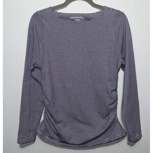 Soft Surrounding Long Sleeve Side Ruching Striped Top Shirt Sz Medium Petite